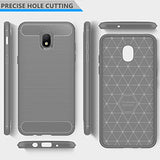 Samsung Galaxy J3 2018, J3 V 3rd Gen, Express Prime 3, J3 Orbit,J3 Star, J3 Achieve, Amp Prime 3 Case, Dretal Carbon Fiber Brushed Texture Soft TPU Protective Cover (Gray)