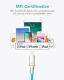 Xcentz iPhone Charger 6ft, Apple MFi Certified Lightning Cable iPhone Charger Cable Metal Connector, Durable Braided Nylon High-Speed Charging Cord for iPhone X/XS Max/XR/8 Plus/7/6/5/SE, iPad, Blue