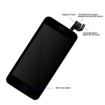 For iPhone 6S Screen Replacement LCD Black - with Home Button Proximity Sensor Ear Speaker Front Camera Screen Protector and Repair Tools