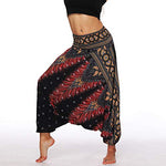Lu's Chic Women's Harem Yoga Pants Palazzo Baggy Gaucho Beach Loose Parachute High Waist Pant Black One Size