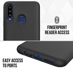 Thinkart Galaxy A20S Case with Tempered Glass Screen Protector,Anti-Slip Non-Slip Texture Protection Hard Cover for Samsung Galaxy A20S Phone (Black)