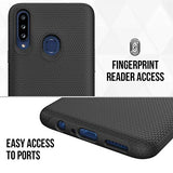 Thinkart Galaxy A20S Case with Tempered Glass Screen Protector,Anti-Slip Non-Slip Texture Protection Hard Cover for Samsung Galaxy A20S Phone (Black)