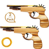 2 Pack Rubber Band Gun Toy Wood and Handmade Toy Gun Easy Load 50 Rubber Bands Per Set