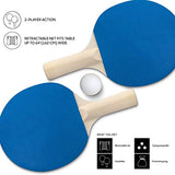 Sharper Image 7-Piece Retractable Tabletop Tennis Game Set, Play Almost Anywhere with Expandable Net, 2 Paddles and 3 Balls, Includes Convenient Portable Drawstring Bag