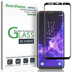 amFilm Glass Screen Protector for Samsung Galaxy S9, 3D Curved Tempered Glass, Dot Matrix with Easy Installation Tray, Case Friendly (Black)