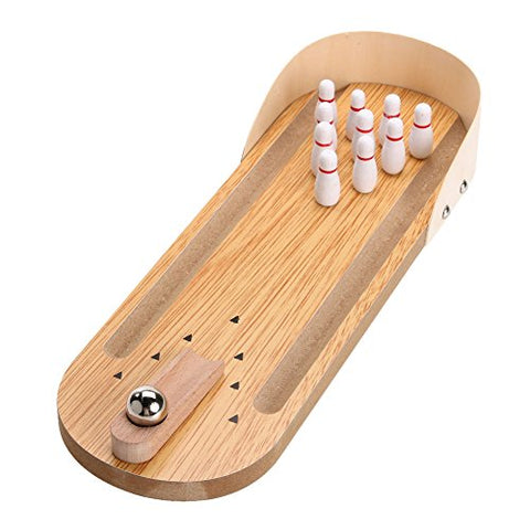 Desk Toy Mini Tabletop Bowling Game Set - Cute Novelty Office Desktop Sports Wooden Family Fun Table Top Board Games - Funny Gag Gifts for Kids Teens Adults Men Dad - Bird Trick Skill Training Toys