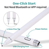 Stylus Pen for Apple iPad - Capacitive Rechargeable Styli with 1.5mm Ultra Fine Tips Active Electronic Pencil for Apple iPad/iPhone/iPad Pro/Samsung Tablet with Replaceable Cap (17cm, White)