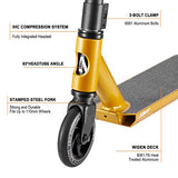 Albott Pro Scooters Trick Scooter - Freestyle 110mm Aluminium Core Wheels Stunt Scooters for Kids 8 Years and Up Entry Level Scooter for Beginner Boys Teens Adults(Gold)