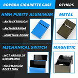 roygra Cigarette Case 20 Capacity, Aluminum Mechanical Switch - 2 Pack (Blue + Gray, 85mm King Size)