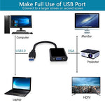 USB 3.0 to VGA Adapter 1080P, Full HD Multi Display Video Graphic Converter for PC Laptop Desktop to TV Monitor Projector, Only Support Windows 7/8/8.1/10 (NO Mac & Linux) (Black)