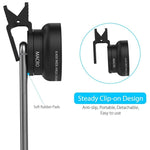 Cell Phone Camera Lens 2 in 1 Clip-on Lens Kit 0.45X Super Wide Angle & 12.5X Macro Phone Camera Lens for iPhone 8 7 6s 6 Plus 5s Samsung Android & Most Smartphones Black