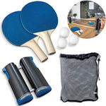 Sharper Image 7-Piece Retractable Tabletop Tennis Game Set, Play Almost Anywhere with Expandable Net, 2 Paddles and 3 Balls, Includes Convenient Portable Drawstring Bag
