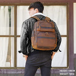 TIDING Men's Full Grain Leather Backpack 15.6" Laptop Bag Large Capacity Travel Hiking Daypacks with USB Charging Port