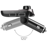 Nulaxy Bluetooth Car FM Transmitter Audio Adapter Receiver Wireless Handsfree Voltmeter Car Kit TF Card AUX USB 1.44 Display - KM19 Coffee