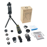 Phone Camera Lens, SEVENKA 6 in 1 Cell Phone Lens Kit with 18X Telescope Lens, Fisheye, Macro, Wide Angle, Kaleidoscope, CPL Lens, Tripod and Shutter for iPhone X XS Max 8 7 6 Plus Samsung Android