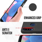 Thinkart Galaxy A20S Case with Tempered Glass Screen Protector,Anti-Slip Non-Slip Texture Protection Hard Cover for Samsung Galaxy A20S Phone (Black)