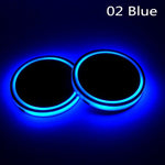 RUNMIND 2Pcs LED Car Cup Holder Mat Auto Interior Atmosphere RGB Colorful Light Blue