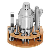 DEKINMAX 12-Piece Bartender kit with stand, Stainless Steel Cocktail Shaker set-Martini Shaker, Jigger, Strainer, Bar Mixer Spoon, Tongs, Bottle Opener,Liquor Pourer,Bottle stopper