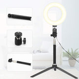6" Ring Light with Tripod Stand for Selfie,Makeup Live Cell Phone Holder,Desktop LED Lamp for YouTube