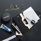 FYY Leather Case with Mirror for Samsung Galaxy S7, Leather Wallet Flip Folio Case with Mirror and Wrist Strap for Samsung Galaxy S7 Black