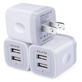 Wall Charger, [3-Pack] 5V/2.1AMP Ailkin 2-Port USB Wall Charger Home Travel Plug Power Adapter Replacement for Phone XS/8/7/7 Plus, 6s/6s Plus, Samsung Galaxy S7 S6, HTC, LG, Table, Motorola and More