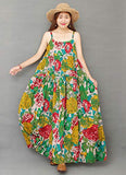 YESNO Women Casual Loose Bohemian Floral Print Dresses Empire Waist Spaghetti Strap Long Maxi Summer Beach Swing Dress XS-5X E75 (L, As Picture10-Multi-Colored)