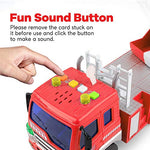 Gizmovine Fire Truck Toy Friction Power with Lights and Sounds, Extending Rescue Rotating Ladder Pull Back Construction Toys Vehicles for Toddlers Boys 4, 3, Year Old, 1:16 Scale