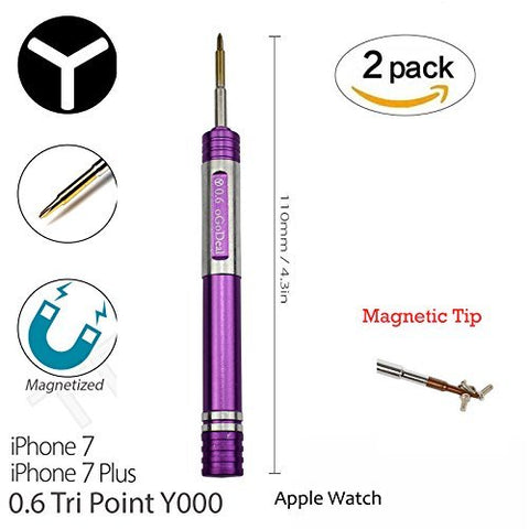 2 Pack Screwdrivers for iPhone 7 Plus Y000 0.6mm Triwing Tripoint Screwdriver Ogodeal Magnetic Y Tip Screwdriver for iPhone X 7 7 Plus 8 8 Plus Tri Wing Tip Tri Point Screwdriver
