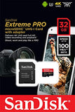 SanDisk Extreme PRO microSDHC Memory Card Plus SD Adapter up to 100 MB/s, Class 10, U3, V30, A1 - 32GB SDSQXCG-032G