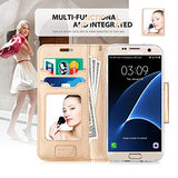 FYY Leather Case with Mirror for Samsung Galaxy S7, Leather Wallet Flip Folio Case with Mirror and Wrist Strap for Samsung Galaxy S7 Black