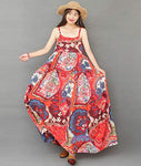 YESNO Women Casual Loose Bohemian Floral Print Dresses Spaghetti Strap Long Maxi Summer Beach Swing Dress XS-5X E75 (XL, As Picture129-Multi-Colored)