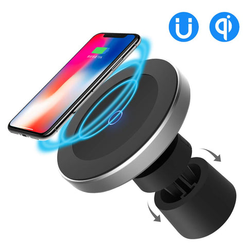 Funxim Magnetic Wireless Car Charger W5, Air Vent and Dashboard Mount Holder Cradle Qi Standard Compatible with Any Qi Enabled Smartphone