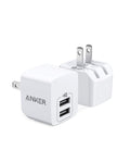 USB Charger, Anker 2-Pack Dual Port 12W Wall Charger with Foldable Plug, PowerPort Mini for iPhone Xs/XS Max/XR/X/8/8 Plus/7/6S/6S Plus, iPad, Samsung Galaxy Note 5/ Note 4, HTC, Moto, and More