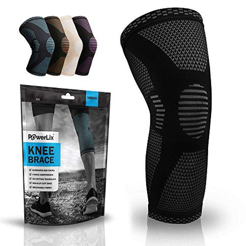 POWERLIX Knee Compression Sleeve - Best Knee Brace for Knee Pain for Men & Women – Knee Support for Running, Basketball, Weightlifting, Gym, Workout, Sports – Please Check Sizing Chart