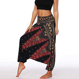 Lu's Chic Women's Harem Yoga Pants Palazzo Baggy Gaucho Beach Loose Parachute High Waist Pant Black One Size