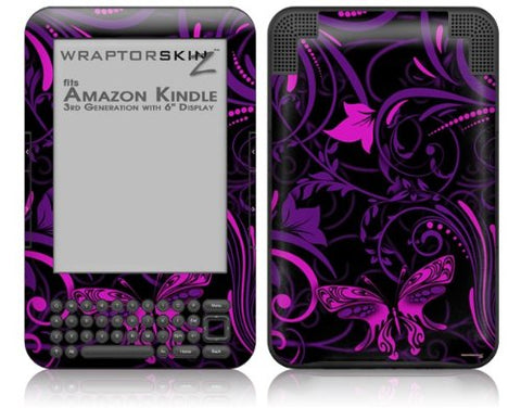 Twisted Garden Purple and Hot Pink - Decal Style Skin fits Amazon Kindle 3 Keyboard (with 6 inch display)