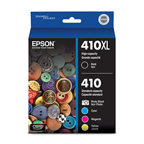 Epson 410XL Black & Standard Photo Black and C/M/Y Color Ink Cartridges, Combo 5 Pack (T410XL-BCS)