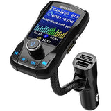 VicTsing (Upgraded Version) 1.8" Color Display Bluetooth FM Transmitter for Car, Wireless Radio Transmitter Adapter with EQ Mode, Power Off, 3 USB Ports, 4 Music Playing, Hands-Free Calls, AUX Input