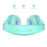 Elecder i37 Kids Headphones Children Girls Boys Teens Foldable Adjustable On Ear Headsets 3.5mm Jack Compatible iPad Cellphones Computer MP3/4 Kindle Airplane School Tablet Purple/Green
