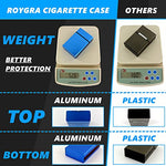 roygra Cigarette Case 20 Capacity, Aluminum Mechanical Switch - 2 Pack (Blue + Gray, 85mm King Size)