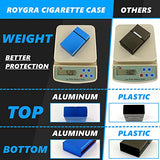 roygra Cigarette Case 20 Capacity, Aluminum Mechanical Switch - 2 Pack (Blue + Gray, 85mm King Size)