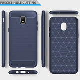for Samsung Galaxy J3 2018, J3 V 3rd Gen, Express Prime 3, J3 Orbit,J3 Star, J3 Achieve, Amp Prime 3 Case, Dretal Carbon Fiber Brushed Texture Soft TPU Protective Cover (Navy)
