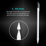 [5-Piece] MEKO Accessories for Apple Pencil Cap Holder/Nib Cover/Lightning Cable Adapter Tether/ 2 in 1 Fiber Cap as Stylus/Soft Silicone Protective Grip for iPad Pro Pencil