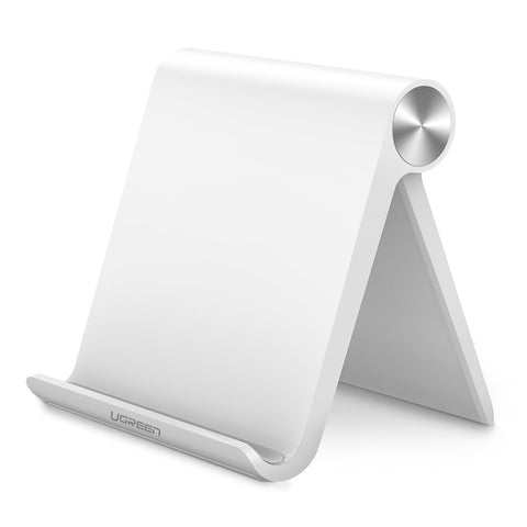 UGREEN Cell Phone Stand Holder Mobile Phone Dock Compatible for iPhone XS Max XR 8 Plus 6 7 6S X 5, Samsung Galaxy S10 S9 S8 S7 Edge S6, Android Smartphone Holder for Desk Adjustable, Foldable (White)