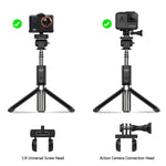 Yoozon Upgraded Selfie Stick Tripod Bluetooth, Phone & Camera Tripod Selfie Stick with Wireless Remote Shutter for Gopro,Action Cameras, iPhone Xs MAX/XR/XS/X/Galaxy S9 Plus and More (Black-Black)