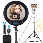 18 inch LED Ring Light with Tripod Stand Dimmable Makeup Selfie Ring Light for Studio Portrait YouTube Vlog Video Shooting with Carrying Bag and Remote Controller