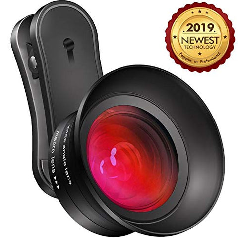 Cell Phone Camera Lens Kit，GLHMOGM 15X Macro and 0.45X Wide Angle Phone Lens Kit with LED Light and Travel Case,iPhone Camera Lens for iPhone X/XS/8/7/6 Plus, Samsung, Pixel and More