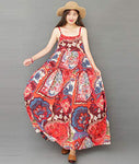 YESNO Women Casual Loose Bohemian Floral Print Dresses Spaghetti Strap Long Maxi Summer Beach Swing Dress XS-5X E75 (XL, As Picture129-Multi-Colored)