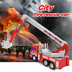 Gizmovine Fire Truck Toy Friction Power with Lights and Sounds, Extending Rescue Rotating Ladder Pull Back Construction Toys Vehicles for Toddlers Boys 4, 3, Year Old, 1:16 Scale