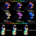 Aywewii Led Finger Gloves, Led Gloves LED Shoelaces Set Light Up Toys for Boys Girls, Flashing Gloves for Christmas Thanksgiving Birthday Glow Halloween Costume Party